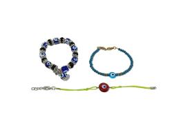 Nazarlık Boncuklu Bileklik - CAM Nazar Boncuk Bilezik - Nazar Boncuğu - 3 Adet