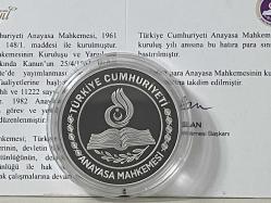 2022 - Anayasa Mahkemesinin 60. Yılı Hatıra Parası - Gümüş Sertifikalı - Çil kondisyon