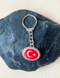 VİNTAGE ÇİFT TARAFLI TÜRK BAYRAĞI TEMALI ANAHTARLIK AY YILDIZ
