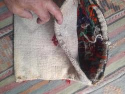 El dokuma yün kök boya antika çanta