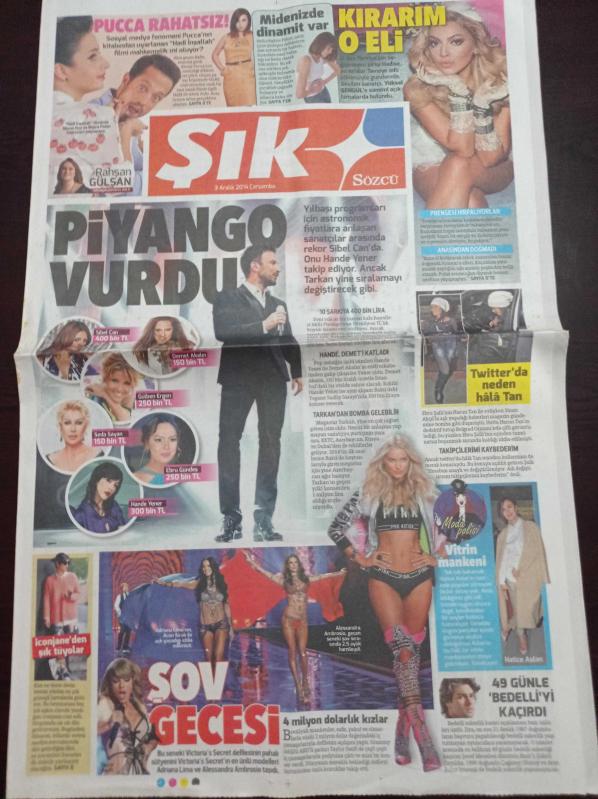 Sözcü Şık Gazetesi 3 Aralık 2014 O Ses Türkiye Yarışmasının  