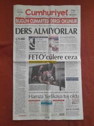 Cumhuriyet Gazetesi 27 Mart 2021 Ders Almıyorlar,FETÖ'cülere Ceza,Hamza Yerlikaya Tuş Oldu,Boğaziçililere Yine Gözaltı,Sandıktan Korkuyorlar,Güzel Olacak,Terim Adalet İstiyor,Kıran Kırana Maç,Beraberliğe İhtiyaç Var,Tokyo Olimpiyatları İçin Kararlılık Mesajı
