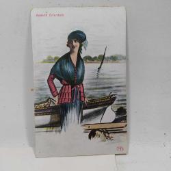 KRT101----DOĞU GÜZELİ BEAUTE ORİANTELE YAŞLI ÇİZİM KADIN KARTPOSTALI