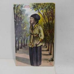 KRT101----DOĞU GÜZELİ BEAUTE ORİANTELE YAŞLI ÇİZİM KADIN KARTPOSTALI