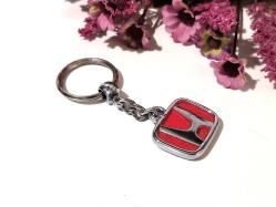 Gümüş - Kırmızı HONDA Araba Anahtarlığı - Metal Anahtarlık