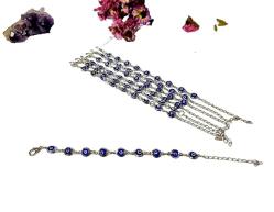 Nazarlık Boncuklu Bileklik - Gümüş Kaplama CAM Nazar Boncuk Bilezik - Nazar Boncuğu - 1 Adet