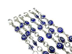 Nazarlık Boncuklu Bileklik - Gümüş Kaplama CAM Nazar Boncuk Bilezik - Nazar Boncuğu - 1 Adet