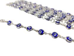 Nazarlık Boncuklu Bileklik - Gümüş Kaplama CAM Nazar Boncuk Bilezik - Nazar Boncuğu - 1 Adet