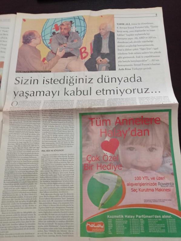 Cumhuriyet Pazar Gazetesi 14 Mayıs 2006 Sayı 1051 Tarık Ali  