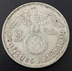 1939 B Nazi Dönemi Gümüş 2 Mark Ç.Ç.T