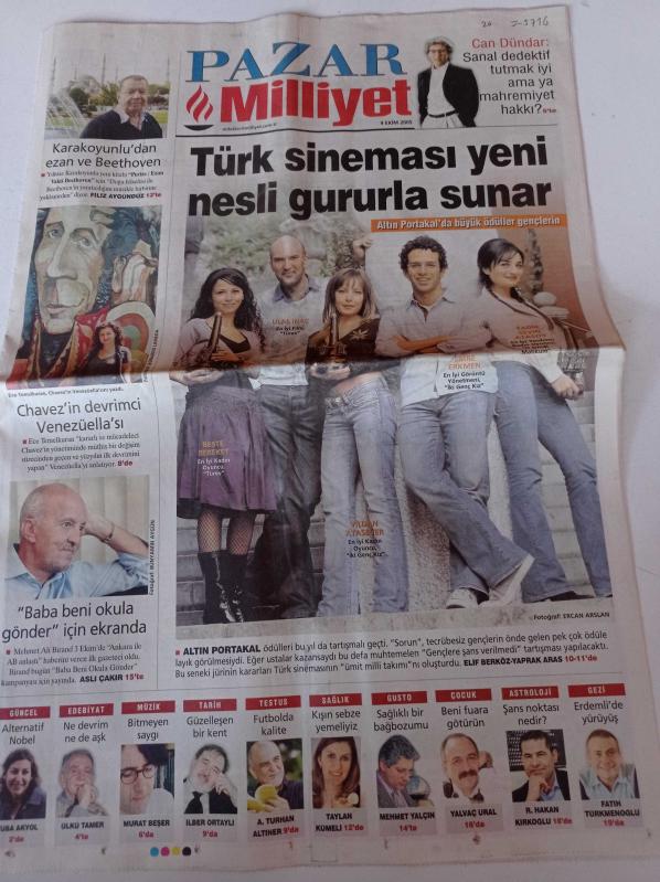 Milliyet Pazar Gazetesi 9 Ekim 2005 Türk Sineması Yeni Nesli  