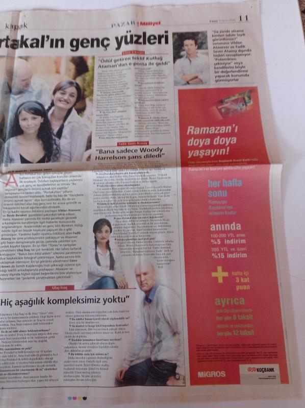 Milliyet Pazar Gazetesi 9 Ekim 2005 Türk Sineması Yeni Nesli  
