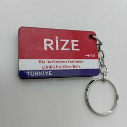 Rize Sokak Tabelası Temalı (Mdf) Baskılı Anahtarlık