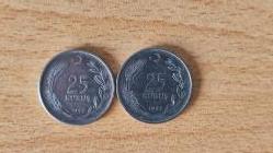 25 Kuruş 1977 (Ters/düz Takım) Ça