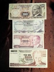 6. 7.  Emisyon 4 Adet Koleksiyon Kâğıt Para. Antika Para.