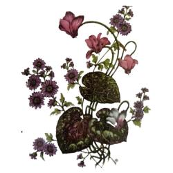 Vintage Çiçek desenli, damgalı Taş Tepsi