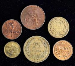 Efemera - Türkiye 1940'lar 60'lar 70'ler Madeni Paraları Lotu 6 Adet - kitantik - kitaLog