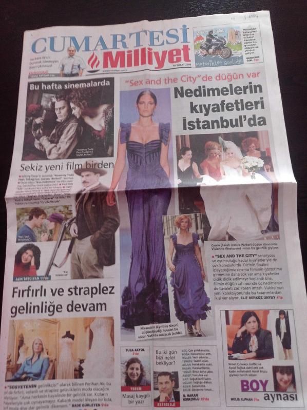 Milliyet Cumartesi Gazetesi 16 Şubat 2008 Sex And The City de  