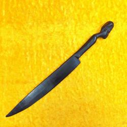 VINTAGE EL OYMA ABANOZ AĞACI , AFRİKALI KADIN BAŞI FİGÜRLÜ , HANÇER FORMLU ZARF AÇACAĞI