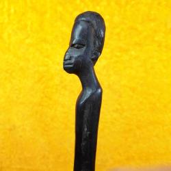 VINTAGE EL OYMA ABANOZ AĞACI , AFRİKALI KADIN BAŞI FİGÜRLÜ , HANÇER FORMLU ZARF AÇACAĞI