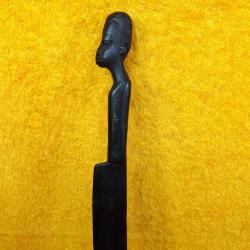 VINTAGE EL OYMA ABANOZ AĞACI , AFRİKALI KADIN BAŞI FİGÜRLÜ , HANÇER FORMLU ZARF AÇACAĞI