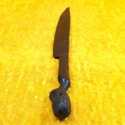 VINTAGE EL OYMA ABANOZ AĞACI , AFRİKALI KADIN BAŞI FİGÜRLÜ , HANÇER FORMLU ZARF AÇACAĞI