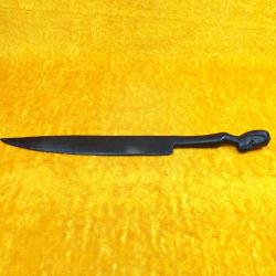 VINTAGE EL OYMA ABANOZ AĞACI , AFRİKALI KADIN BAŞI FİGÜRLÜ , HANÇER FORMLU ZARF AÇACAĞI