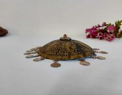 Antika Osmanlı Tepelik - Alpaka Gelin Başı Süsü - Saçaklı Tepelik - Taşlı Parça