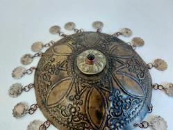 Antika Osmanlı Tepelik - Alpaka Gelin Başı Süsü - Saçaklı Tepelik - Taşlı Parça