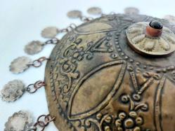 Antika Osmanlı Tepelik - Alpaka Gelin Başı Süsü - Saçaklı Tepelik - Taşlı Parça