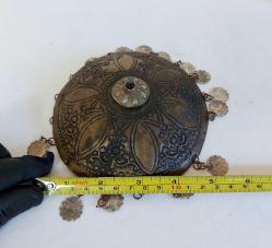 Antika Osmanlı Tepelik - Alpaka Gelin Başı Süsü - Saçaklı Tepelik - Taşlı Parça