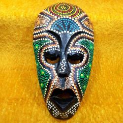 VINTAGE EL YAPIMI AHŞAP AFRİKA MASK BOY 25 cm