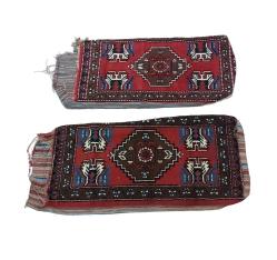 Antika - Antika El Dokuma Yastık - Şark Köşesi Formunda Yastık Yüzü - Eskilerden Duvar Halısı - Pencere - Kapı Üzeri - Çerçeve Duvar Halısı - Kök Boya Halı -- 100 cm x 90 cm x 43 cm /// - kitantik - kitaLog