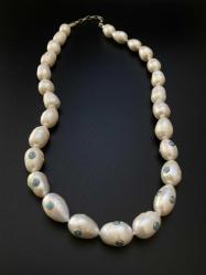 Firuze Taşlı Barok İncili Tasarım Gümüş Kolye