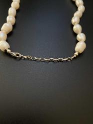 Firuze Taşlı Barok İncili Tasarım Gümüş Kolye