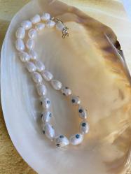 Firuze Taşlı Barok İncili Tasarım Gümüş Kolye