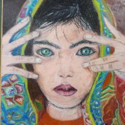 VINTAGE İMZALI ÇERÇEVELİ YÖRÜK KIZI PASTEL BOYA RESİM