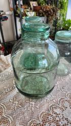 Antika - Antika dökme cam kapaklı büyük köy kavanozu muhteşem renk - kitantik - kitaLog