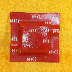 VINTAGE FRANSA NICE HATIRASI KIRMIZI RENKLİ CAM KÜL TABLASI