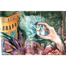 Saghar Daeiri İmzalı Suluboya Tablo / 71 x 57 cm Çerçevesinde