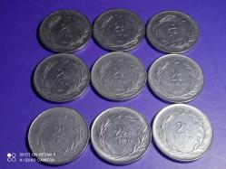 TC  2  1/2 1960-61-62-63-....68  2,5 LİRA (9 Adet)