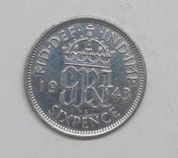 İngiltere Gümüş 6 Pence 1943