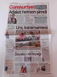 Cumhuriyet Gazetesi - 25 Aralık 2017 - İmparator Fatih Terim Geri Döndü - Parkinson Gençleri de Buluyor - Kemal Kılıçdaroğlu Biz Özgür Medya İstiyoruz - Profesör Korkut Boratav - İstanbul'un Kedileri Rusya'nın Sinemalarında - Adalet Hemen Şimdi - Ahmet Şık - Murat Sabuncu