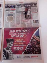Cumhuriyet Gazetesi - 29 Ekim 2022 - 29 Ekim Cumhuriyet Bayramı - Çağdaşlığın 99. Yılı - Mustafa Kemal Atatürk - İnci Küpeli Kız Tablosuna Saldırı - Beşiktaş Başkanı Ahmet Nur Çebi - Reçete Kemalizm- Akp'den Rant Vizyonlu Kutlama - İşçisiz Olmaz - Hüsnü Bozkurt