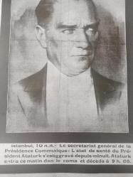 Tıpkı Basım - Dev Boy Fotokopi Kağıdında - La Republique Gazetesi - Newspaper - 10 Novembre 1938 - 10 Kasım 1938 - 10 November 1938 - La Turquie en deuil Atatürk N'est Plus - Le secretariat general de la Presidence communique: Letat de sante du President Atatürk s'estaggrave depuis minuit. Atatürk entra cematin coma et deceda a 9 h. O5.