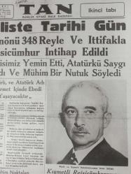 Tıpkı Basım - Dev Boy Fotokopi Kağıdında - Tan Gazetesi - Newspaper - 11 İkinciteşrin 1938 - 11 Kasım 1938 - 11 November 1938 - Mecliste tarihî Gün - İsmet İnönü 348 Reyle ve ittifakla Reisicumhur intihap edildi - Yeni Reisimiz yemin etti, Atatürk'ü saygı ile andı ve Mühim bir Nutuk söyledi - Kıymetli Reisicumhurumuzun şan ve şeref dolu hayatı - Kemal Atatürk, ve Atatürk adı Sevgi ve hürmet içinde Ebedî olarak yaşayacaktır -