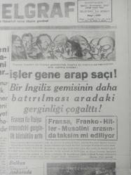 Tıpkı Basım - Dev Boy Fotokopi Kağıdında - Son Telgraf Gazetesi - Newspaper - 1 İkinciteşrin 1937 -  1 Kasım 1937 - 1 November 1937 - Atatürk bugünkü nutuklarıyla yeni kabinenin programının esasını ve Türk Milletinin yeni vazife hamlelerini veriyorlar - Bir İngiliz gemisinin daha bastırılması aradaki gerginliği çoğalttı - Suriye'deki feyezan felâketi - İtalya- Japonlar - Almanya ittifakı yakında imzalanıyor - Seyyar esnaflık - General Metaksas ve Stoyadinoviç -
