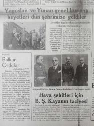 Tıpkı Basım - Dev Boy Fotokopi Kağıdında - Ulus Gazetesi - Newspaper - 26 Birinciteşrin 1937 -  26 Ekim 1937 - 26 October 1937 - B. Celâl Bayar başvekil - İktisat ve ziraat vekâleti vekilliğine B. Şakir Kesebir, Sıhhiyeye Dr. Hulusi Alataş getirildi - Resmi tebliğ - Yugoslav ve Yunan genel kurmay heyetleri dün şehrimize geldiler - Ekselans Samii'nin ziyaretleri - Balkan Orduları - Hava şehitleri için B.Ş. Kaya'nın taziyesi - B. Tataresku geliyor - Ucuz ışık -
