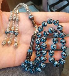 Antika - Kuka tesbih, mine işlemeli gümüş püsküllü kuka tesbih, özel yapım kolleksiyonluk kuka tesbih, günlük kullanıma uygun kuka tesbih - kitantik - kitaLog