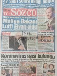 Orijinal Sözcü Gazetesi - Newspaper - 10 Kasım 2020 - 10 November 2020- Ölümünün 82'nci yıl dönümünde Atatürk'ü saygıyla anıyoruz - Instagram'dan İstifa 27 saat sonra kabul edildi - Maliye bakanı Lütfi Elvan oldu - Koronavirus aşısı bulundu - Ulu önder Atatürk devrimci olduğu için ölümsüzdür - İlker Başbuğ - Albayrak'ın istifası piyasaları coşturdu - Borsa İstanbul'da ralli yaşandı - Meral Akşener - Muharrem İnce - Ömer Çelik - Ali Babacan - Türkiye'nin IMF borcunu ödediği Somalililer mutlu - Alışveriş çılgınlığı, küçük markaları büyütecek - Hukukun namusunu kurtarmaya geldim - İki Atatürk var - Pfizer'in korona aşısı yüzde 90 etkili oldu - Donald Trump - Ivanka Trump - Ermenistan yenilgiyi kabul etti, Karabağ'dan çekiliyor - Dinmeyen bir özlem ve sonsuz sevgiyle anıyoruz - Müzede en çok ilgi Atatürk'ün asırlık beylik tabancasına - Çağla Şikel - Galatasaray - Beşiktaş - Aykut Kocaman - Ersun Yanal - Kuşadası'nda mars kurulacak - Sü'lale devri -